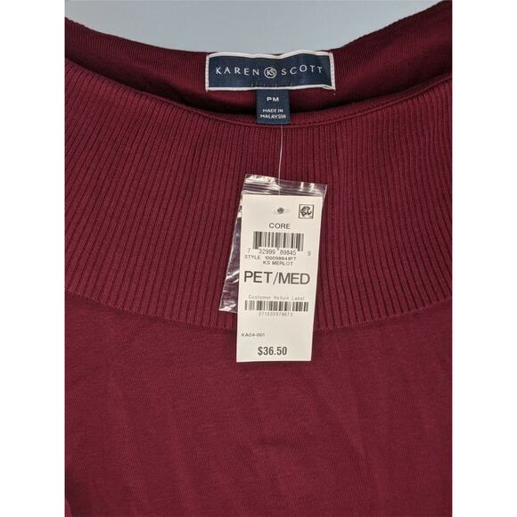 Karen Scott Envelope Sweater PM Red Shawl Collar Career Gold Button Accent Work‎ - Picture 6 of 8